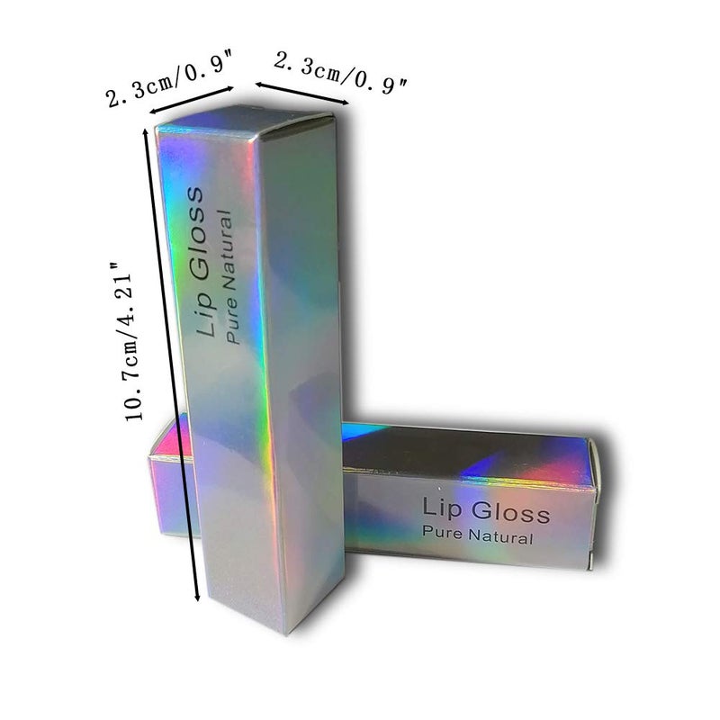 ANZKA 50 Pcs Lip Gloss Boxes 10.7x2.3x2.3 cm Silver Holographic Packaging Box  Kraft Paper Glossy Lipgloss Tube Wrapping Boxes - Image 3